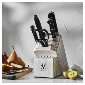 ZWILLING 7pc Knife Set in White Rustic Rubberwood Block, Pro Series