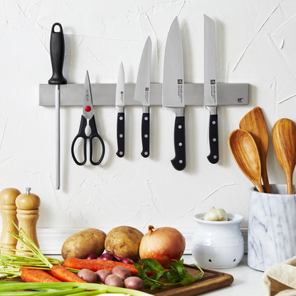 ZWILLING 7pc Set with 17.5" Stainless Magnetic Knife Bar, Professional "S" Series
