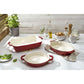 Staub Ceramic 3 Piece Mixed Baking Dish Set in Cherry Red
