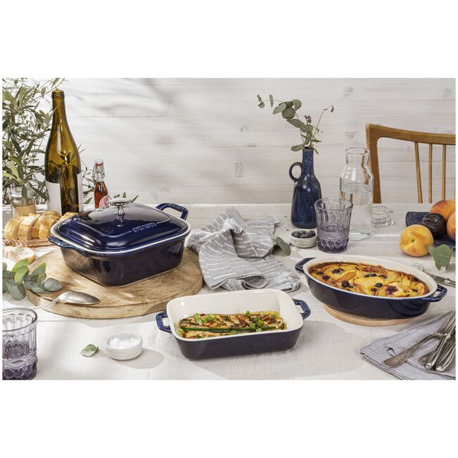Staub Ceramic 3 Piece Baking Dish Set in Dark Blue