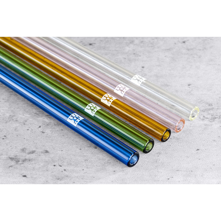ZWILLING 4pc Colored Glass Straw Set, Sorrento Glassware Series
