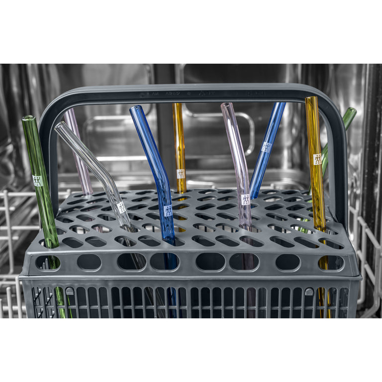 ZWILLING 4pc Colored Glass Straw Set, Sorrento Glassware Series