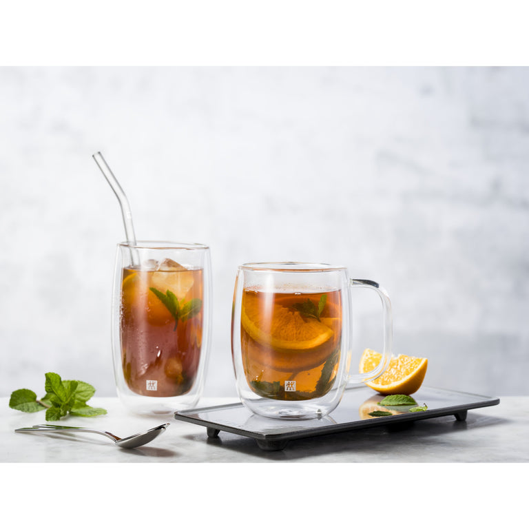 ZWILLING 4pc Glass Straw with Bend Set, Sorrento Glassware Series