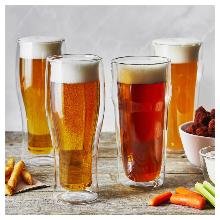 ZWILLING 4pc Beer Glass Set, Sorrento Double Wall Glassware Series