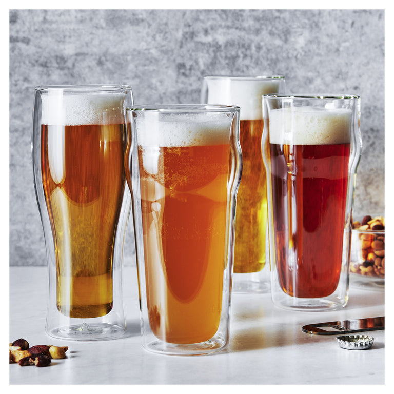 ZWILLING 4pc Beer Glass Set, Sorrento Double Wall Glassware Series