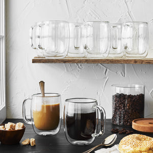 ZWILLING 8pc Coffee Glass Mug Set, Sorrento Plus Double Wall Glassware Series