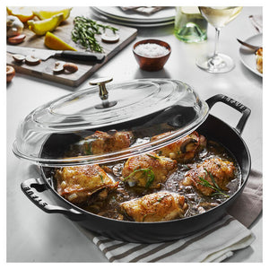 Staub Cast Iron 3.5-qt Braiser with Glass Lid - Black
