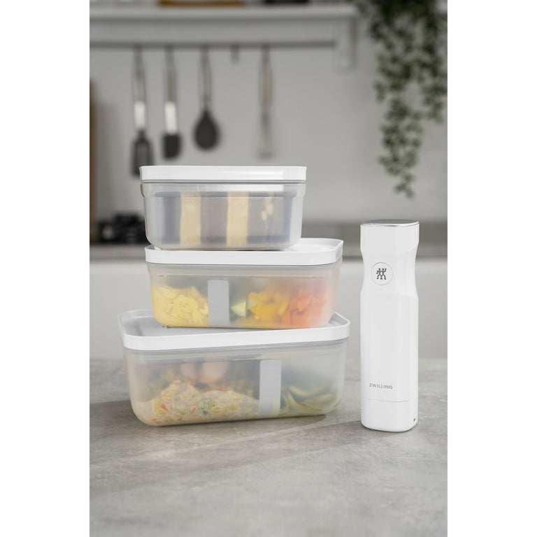 ZWILLING Small Semi-Transparent Vacuum Lunch Container in White Gray, Fresh & Save Series