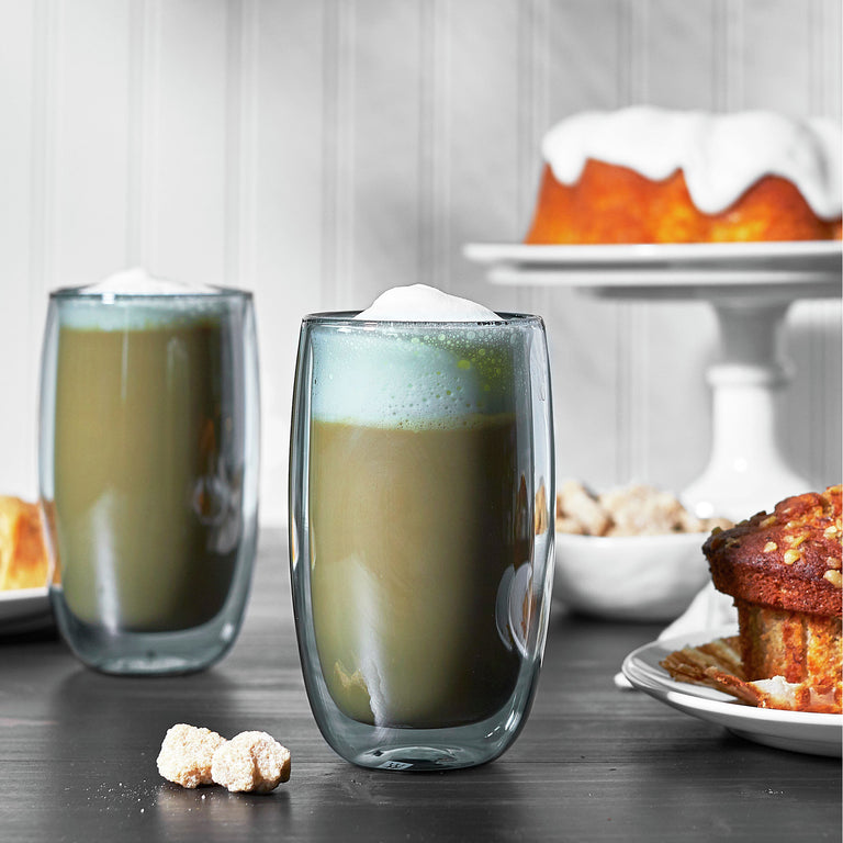 ZWILLING 2pc Latte Glass Set in Gray, Sorrento Double Wall Glassware Series