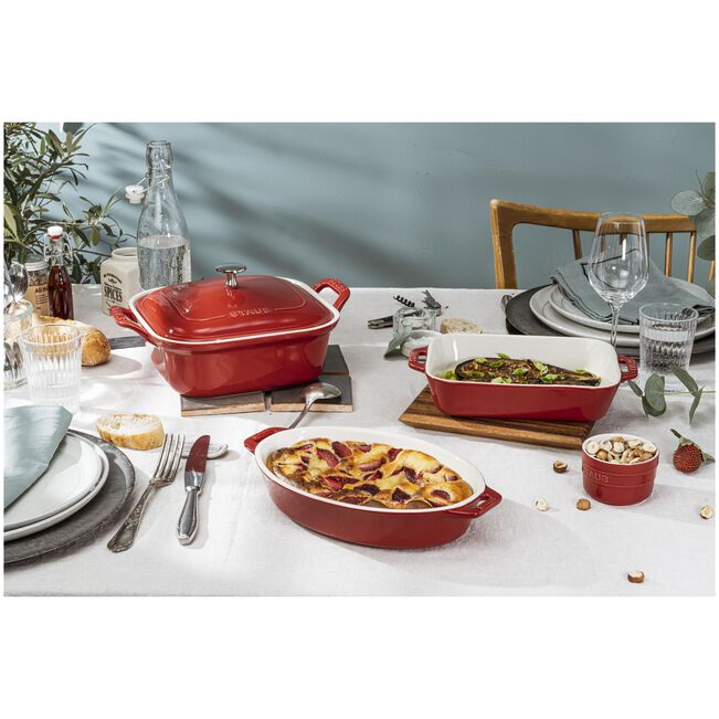 Staub Ceramic 3 Piece Baking Dish Set in Cherry Red