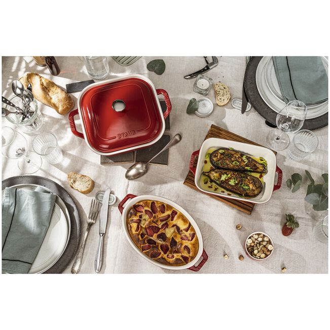 Staub Ceramic 3 Piece Baking Dish Set in Cherry Red