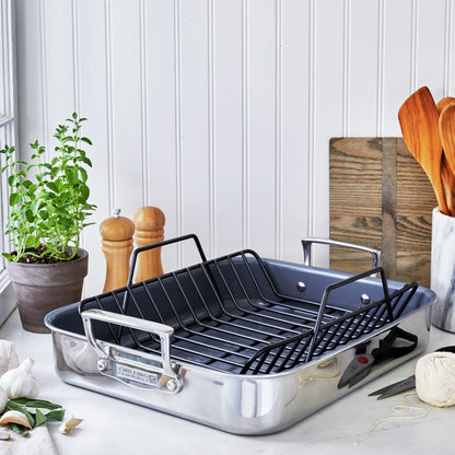 ZWILLING Polished Stainless Steel Ceramic Non-Stick Roasting Pan, Cookware Specialties Series