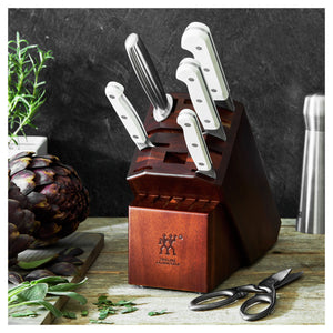 ZWILLING 7pc Knife Set in Acacia Block, Pro Le Blanc Series