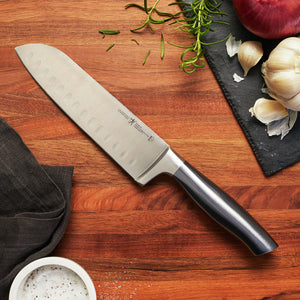 Henckels 7" Hollow Edge Santoku Knife, Graphite Series