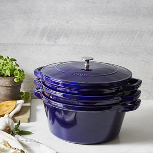 Staub Cast Iron Stackable 4-pc Set - Dark Blue