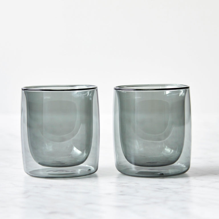 ZWILLING 2pc Tumbler Glass Set in Smoke Grey, Sorrento Double Wall Glassware Series