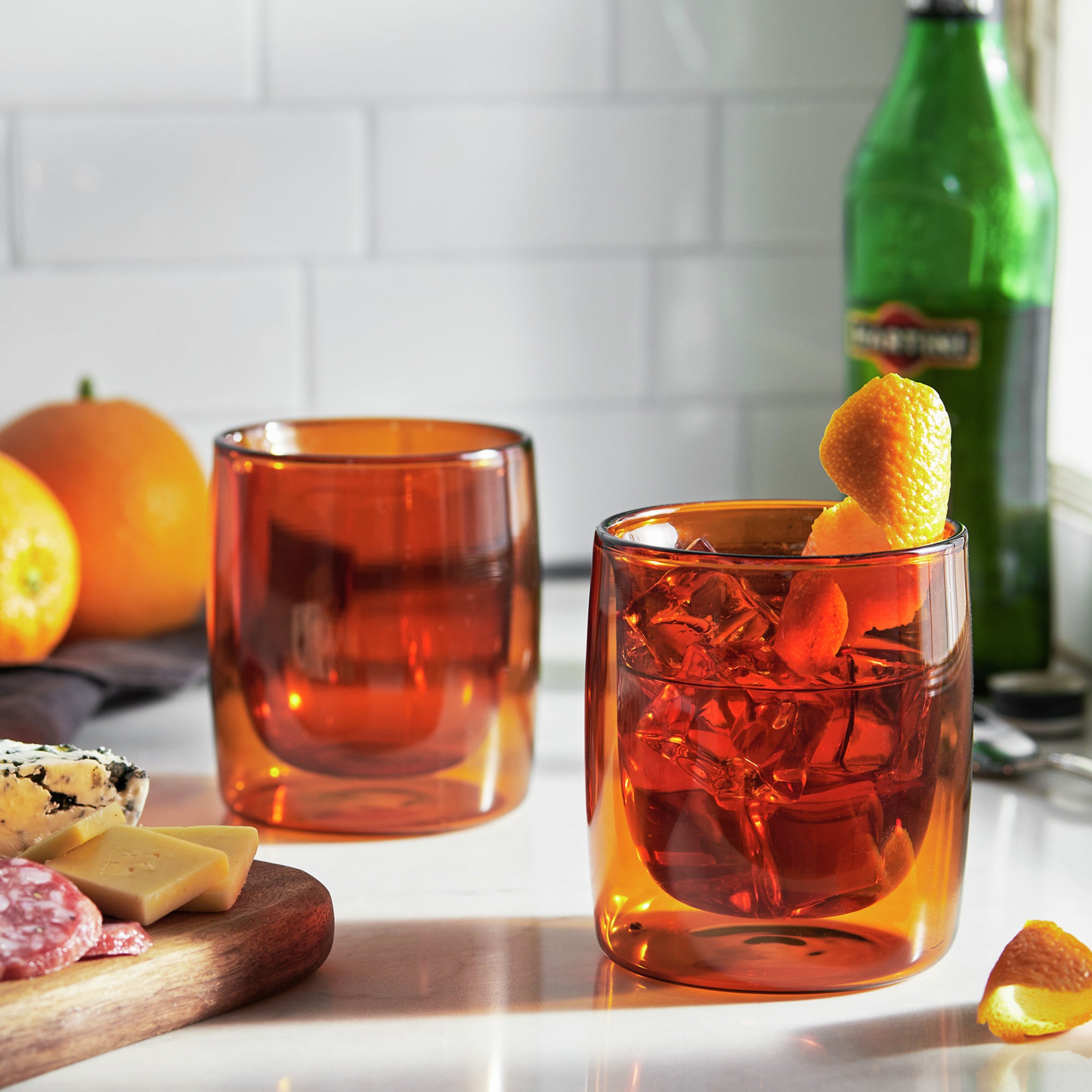 ZWILLING 2pc Tumbler Glass Set in Amber, Sorrento Double Wall Glassware Series