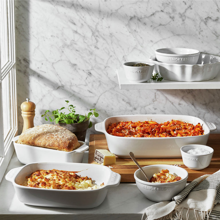 Henckels 8pc Mixed Bakeware and Serving Set in White, Ceramics Series