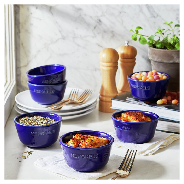 Henckels 6pc Ceramic Ramekin Set in Dark Blue, Ceramics Series