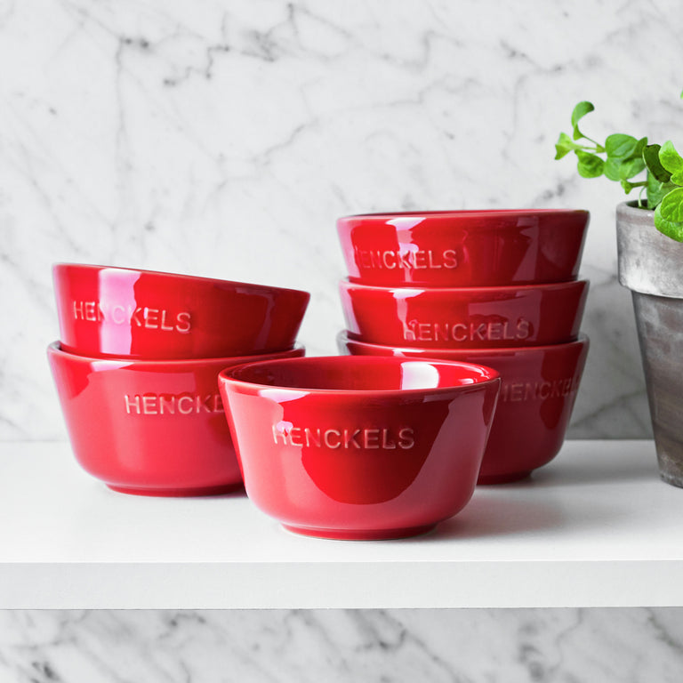 Henckels 6pc Ceramic Ramekin Set in Cherry Red, Ceramics Series