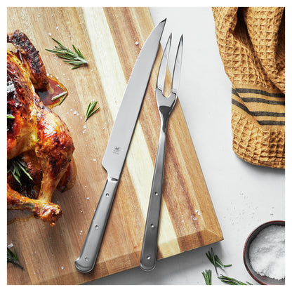 ZWILLING Porterhouse 2pc Stainless Steel Carving Knife and Fork Set in Red Box