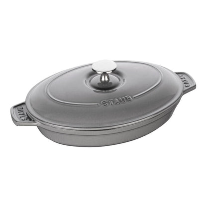 Staub Cast Iron 9-inch X 6.6-inch Oval Covered Baking Dish - Graphite Grey