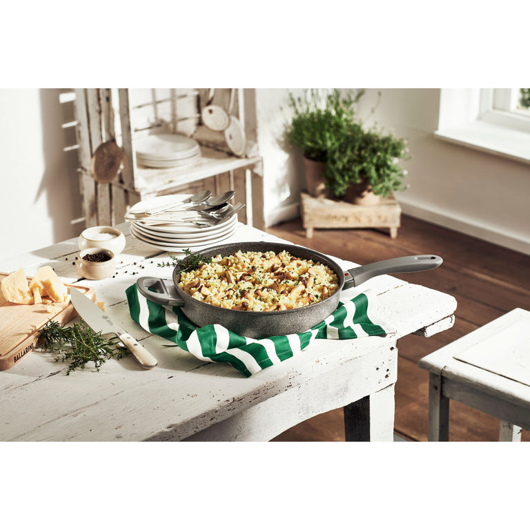 Ballarini 3.9 Qt. Aluminum Nonstick Sauté Pan and Lid with Helper Handle, Parma Plus Series