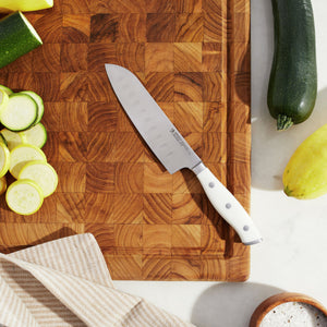 Henckels 5" Fine Edge Santoku Knife with White Handle, Forged Accent Series