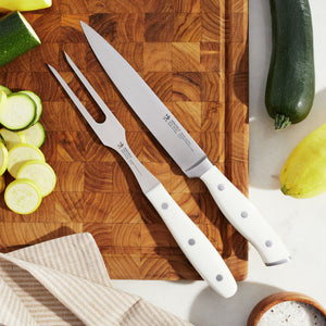 Henckels 2pc Carving Set with White Handle, Forged Accent Series