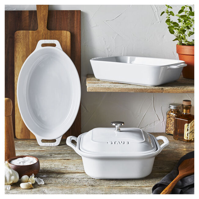 Staub Ceramic 3 Piece Baking Dish Set in White