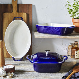 Staub Ceramic 3 Piece Baking Dish Set in Dark Blue