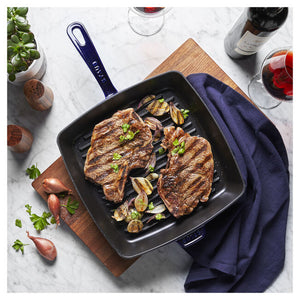 Staub Cast Iron 12-inch Square Grill Pan - Dark Blue