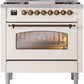 ILVE Nostalgie II 36" Dual Fuel Natural Gas Range in Antique White with Bronze Trim, UP36FNMPAWB