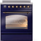ILVE Nostalgie II 30" Induction Range with Element Stove and Electric Oven in Blue with Bronze Trim, UPI304NMPMBB