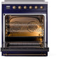 ILVE Nostalgie II 30" Induction Range with Element Stove and Electric Oven in Blue with Bronze Trim, UPI304NMPMBB