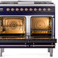 ILVE Nostalgie II 40" Dual Fuel Propane Gas Range in Blue with Copper Trim, UPD40FNMPMBPLP