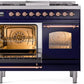 ILVE Nostalgie II 40" Dual Fuel Propane Gas Range in Blue with Copper Trim, UPD40FNMPMBPLP