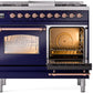 ILVE Nostalgie II 40" Dual Fuel Propane Gas Range in Blue with Copper Trim, UPD40FNMPMBPLP