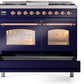 ILVE Nostalgie II 40" Dual Fuel Propane Gas Range in Blue with Copper Trim, UPD40FNMPMBPLP