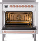 ILVE Nostalgie II 36" Induction Range with Element Stove and Electric Oven in White with Copper Trim, UPI366NMPWHP