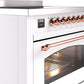 ILVE Nostalgie II 36" Induction Range with Element Stove and Electric Oven in White with Copper Trim, UPI366NMPWHP