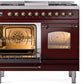 ILVE Nostalgie II 40" Dual Fuel Natural Gas Range in Burgundy with Bronze Trim, UPD40FNMPBUB