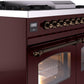 ILVE Nostalgie II 40" Dual Fuel Natural Gas Range in Burgundy with Bronze Trim, UPD40FNMPBUB