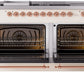 ILVE Nostalgie II 60" Dual Fuel Propane Gas Range in Antique White with Copper Trim, UP60FSNMPAWPLP