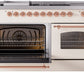 ILVE Nostalgie II 60" Dual Fuel Propane Gas Range in Antique White with Copper Trim, UP60FSNMPAWPLP