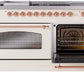 ILVE Nostalgie II 60" Dual Fuel Propane Gas Range in Antique White with Copper Trim, UP60FSNMPAWPLP