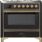 ILVE Majestic II 36" Dual Fuel Natural Gas Range in Matte Graphite with Brass Trim, UM09FDNS3MGG