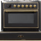 ILVE Majestic II 36" Dual Fuel Natural Gas Range in Matte Graphite with Brass Trim, UM09FDNS3MGG