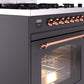 ILVE Nostalgie II 30" Dual Fuel Propane Gas Range in Matte Graphite with Copper Trim, UP30NMPMGPLP