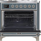 ILVE Majestic II 36" Dual Fuel Natural Gas Range in Blue Grey with Chrome Trim, UM09FDNS3BGC